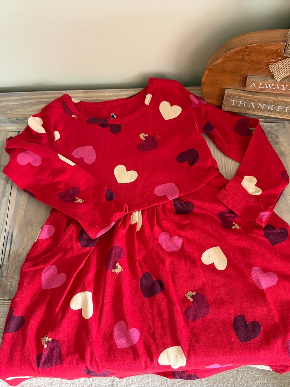 Gap Red Heart-Print Long Sleeve Dress ♥️🆕